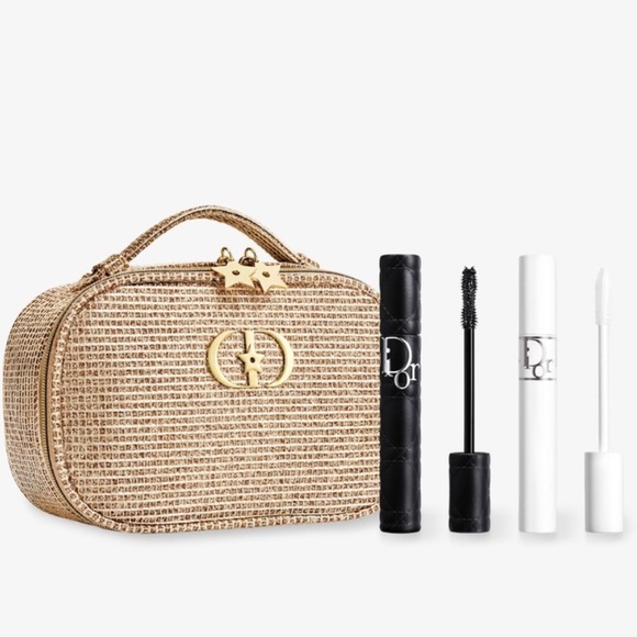 New Christian Dior Woven Gold Clutch with full size mascara & Maximizer limited